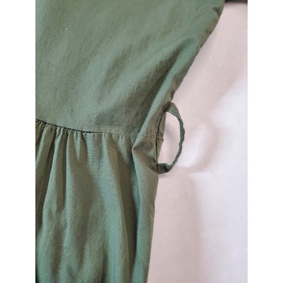 BLUE NAVY Brand Womens Small Maxi Shirt Dress Tiered Green Made In‎ Italy Cotton - Picture 9 of 10